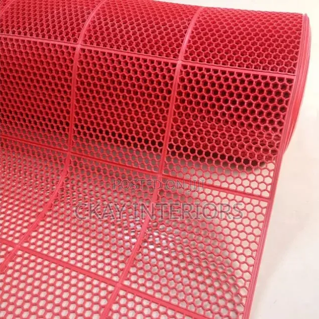 Red and Grey Performance Perforated PVC Bathroom Mats