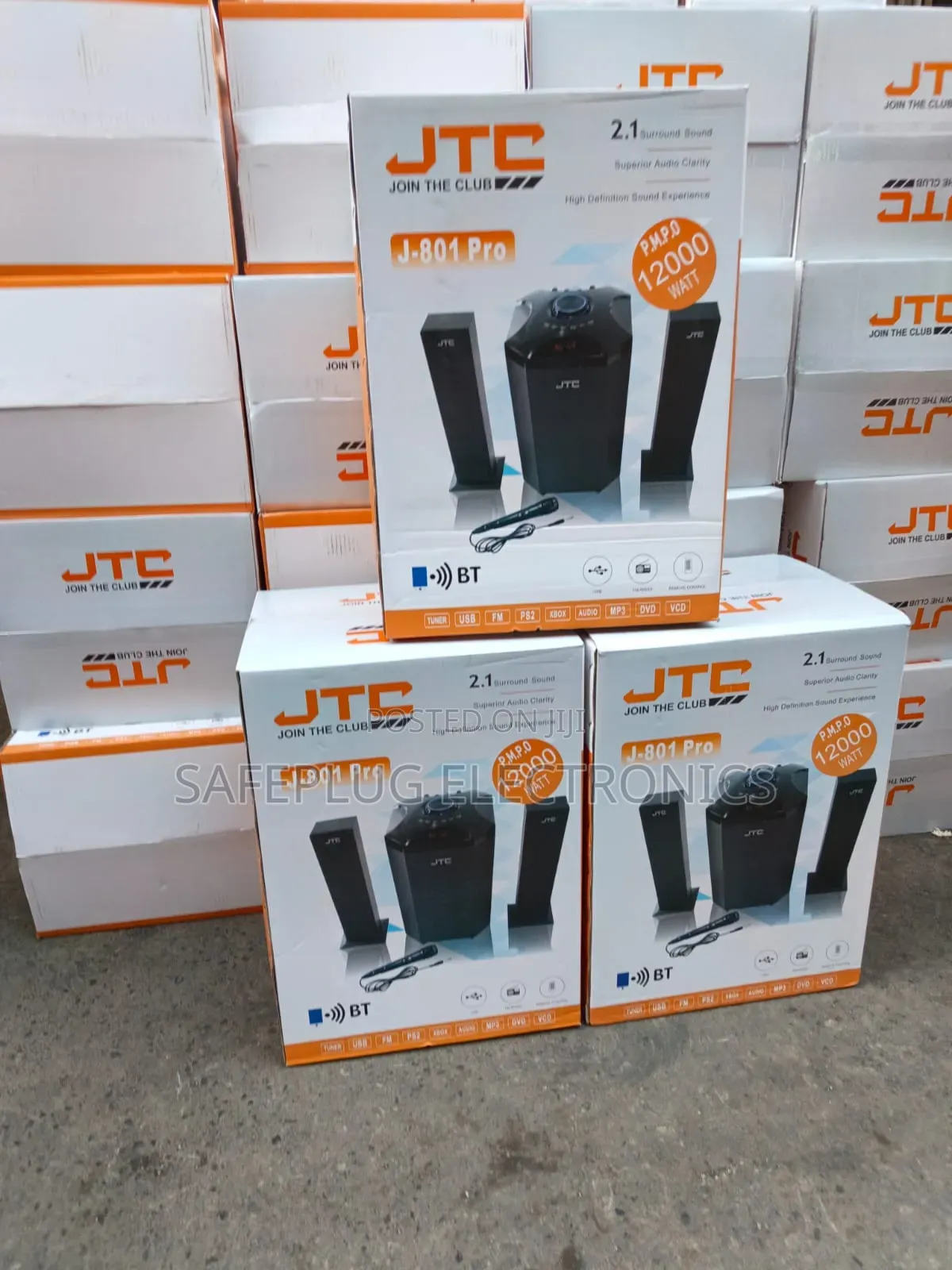 JTC Mtungi J-801 Pro 2.1 Channel Subwoofer With Bluetooth & Free Mic