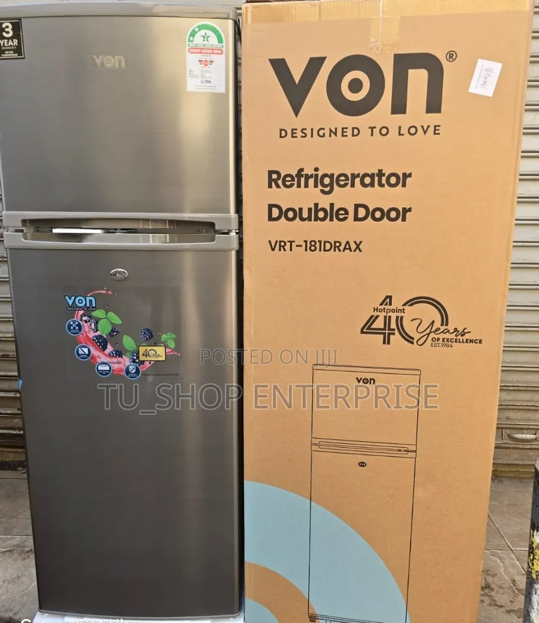 VON VRT-181DRAX Double Door Fridge 181 Liters Refrigerator at 
