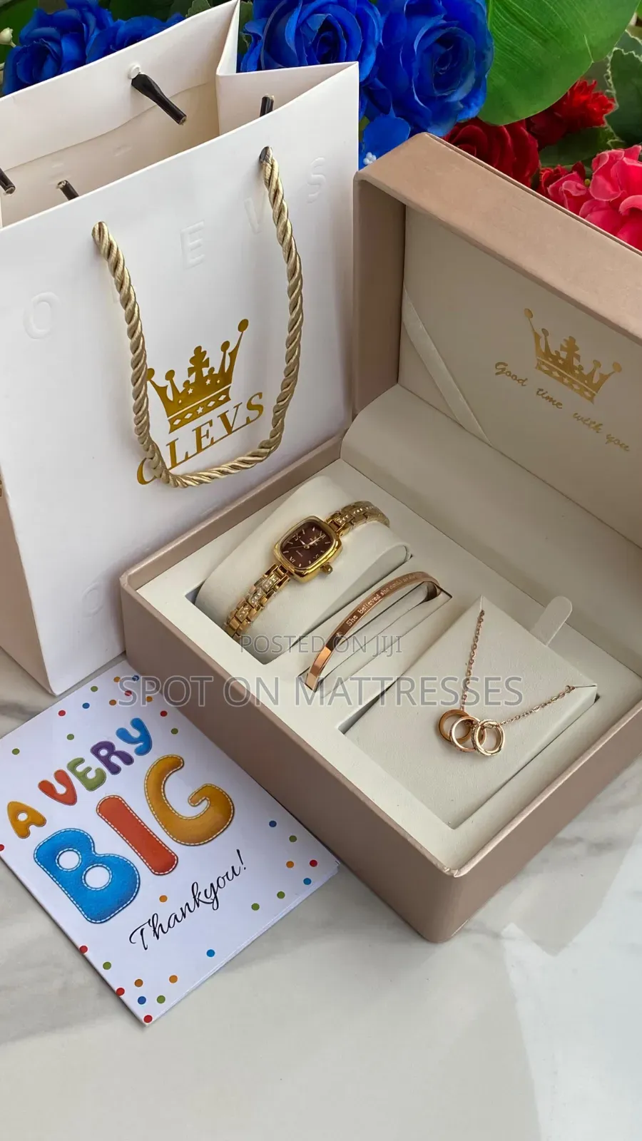 Perfect Gift Set for Lovebirds. Olevs Watch/Bracelet/Bag/Card&Necklace