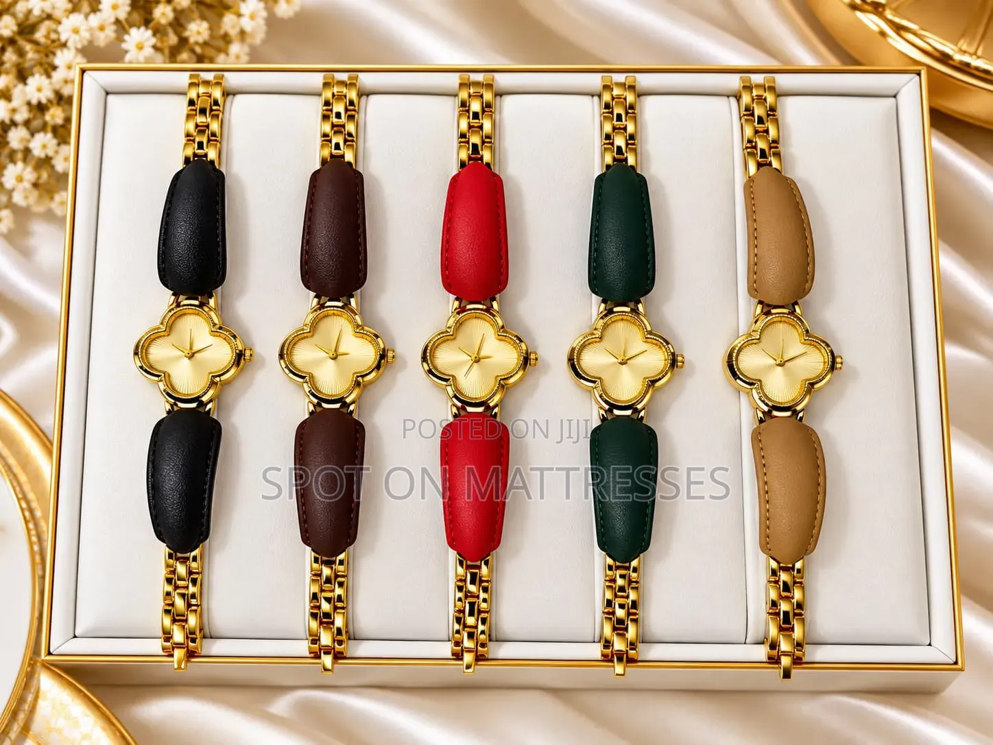 Elegant Ladies' Date Watch. Red/Brown/Black/Green/Beige/Maroon/White.