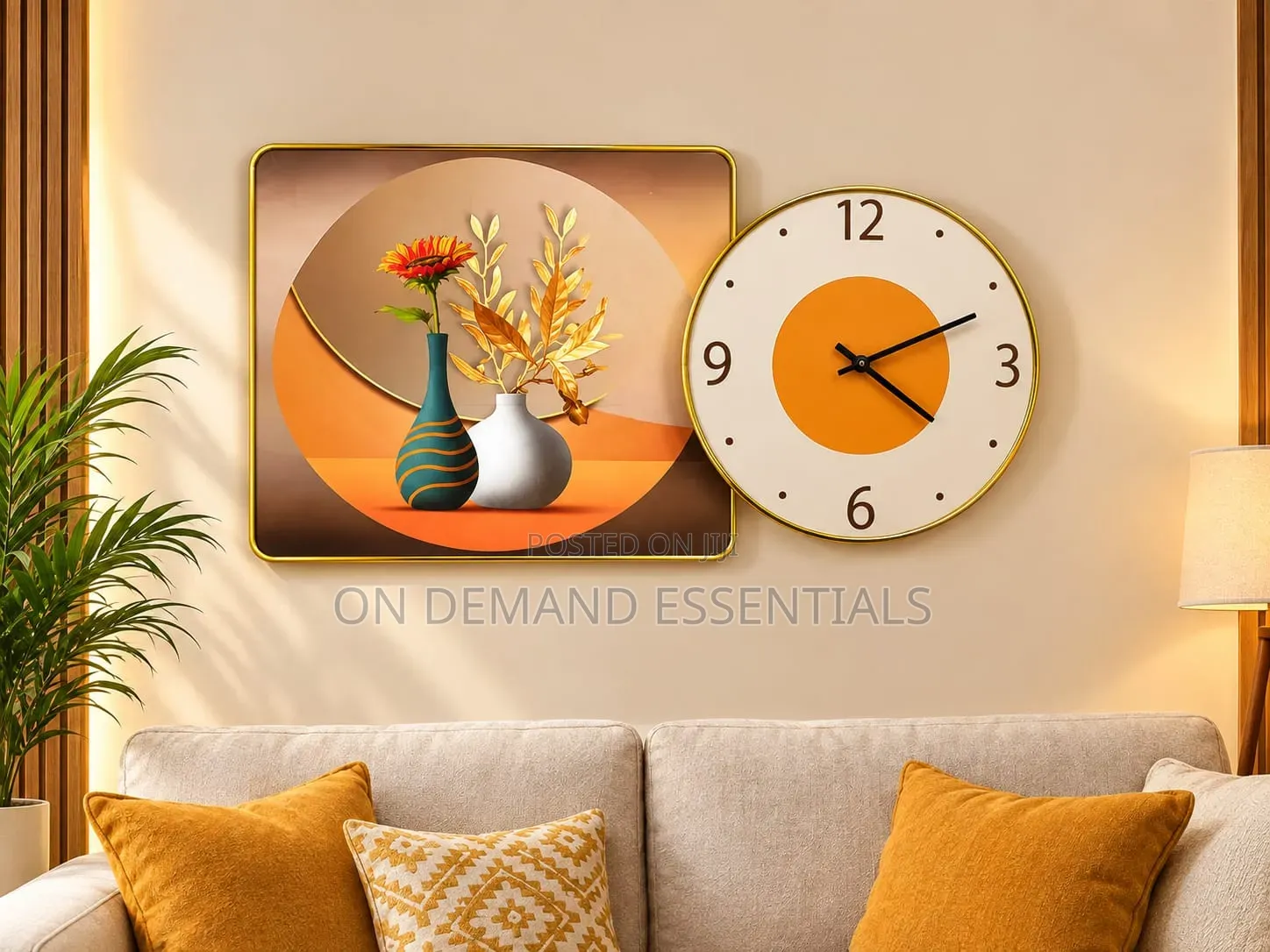Elegant Wall Clock & Wall Art Set