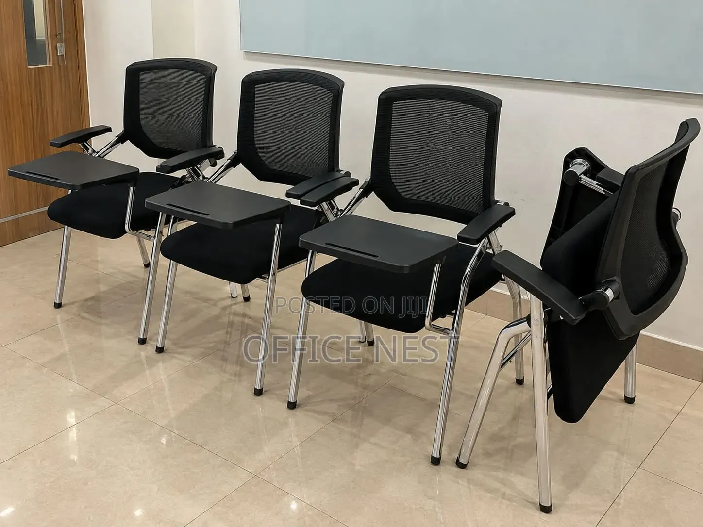 Office Training Chair With Writing Pad – Mesh Conference Chair.