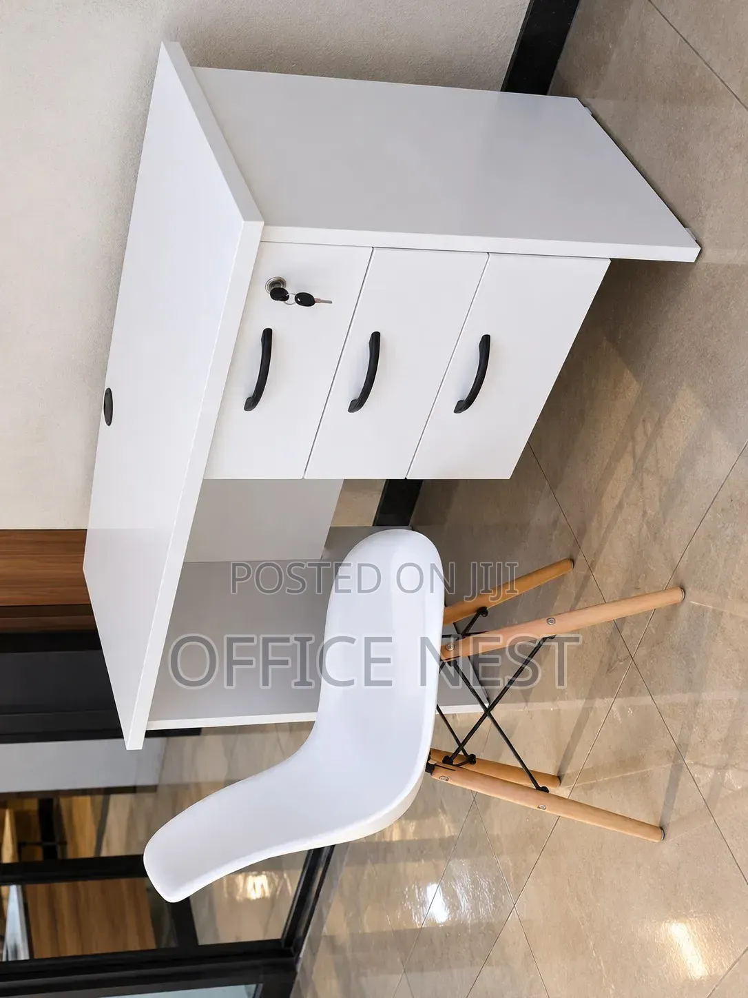 White Office Desk With 3 Drawers and Chair – Office Table Set.