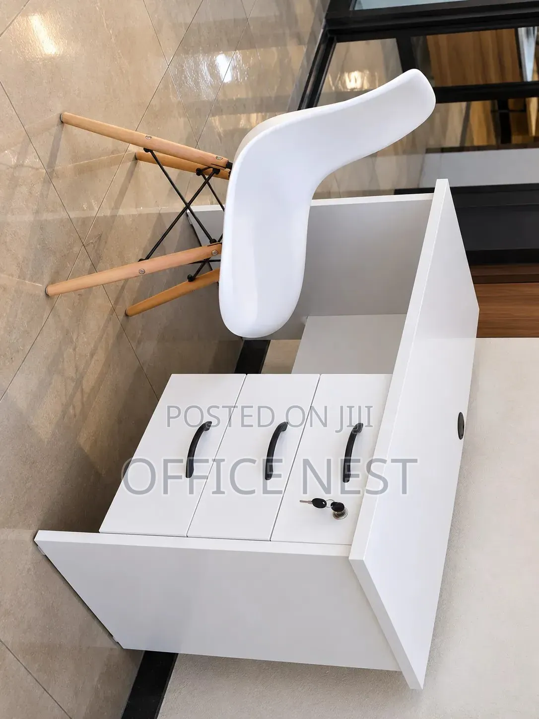 White Office Desk With 3 Drawers and Chair – Office Table Set.