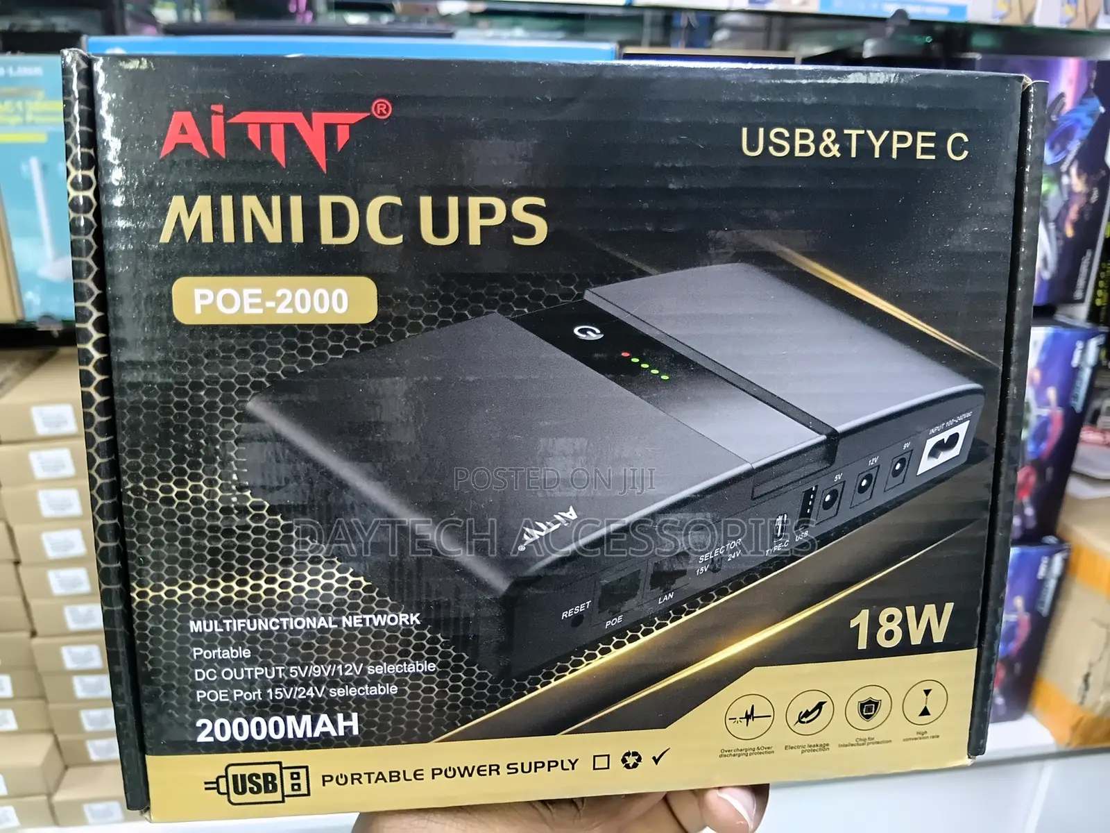 AiTNT Mini DC UPS (POE-2000) for Routers, Modems, and CCTV Cameras.