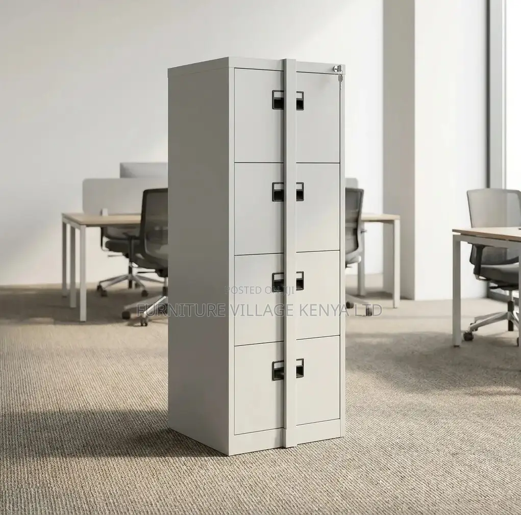 Office Cabinet; 4 Drawer Lockable Metallic File Cabinet-With Bar