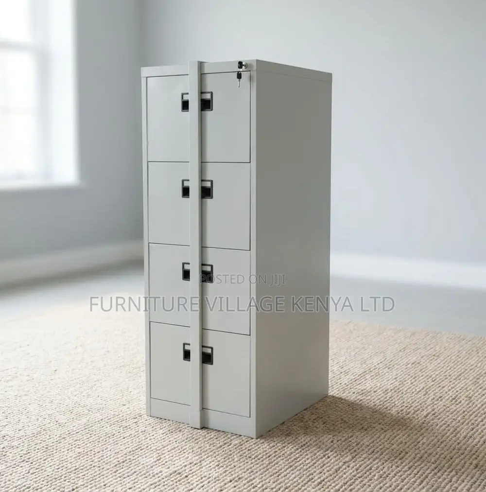 Office Cabinet; 4 Drawer Lockable Metallic File Cabinet-With Bar