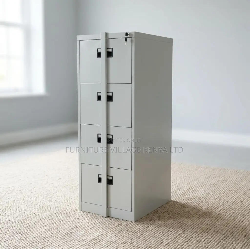 Office Cabinet; 4 Drawer Lockable Metallic File Cabinet-With Bar