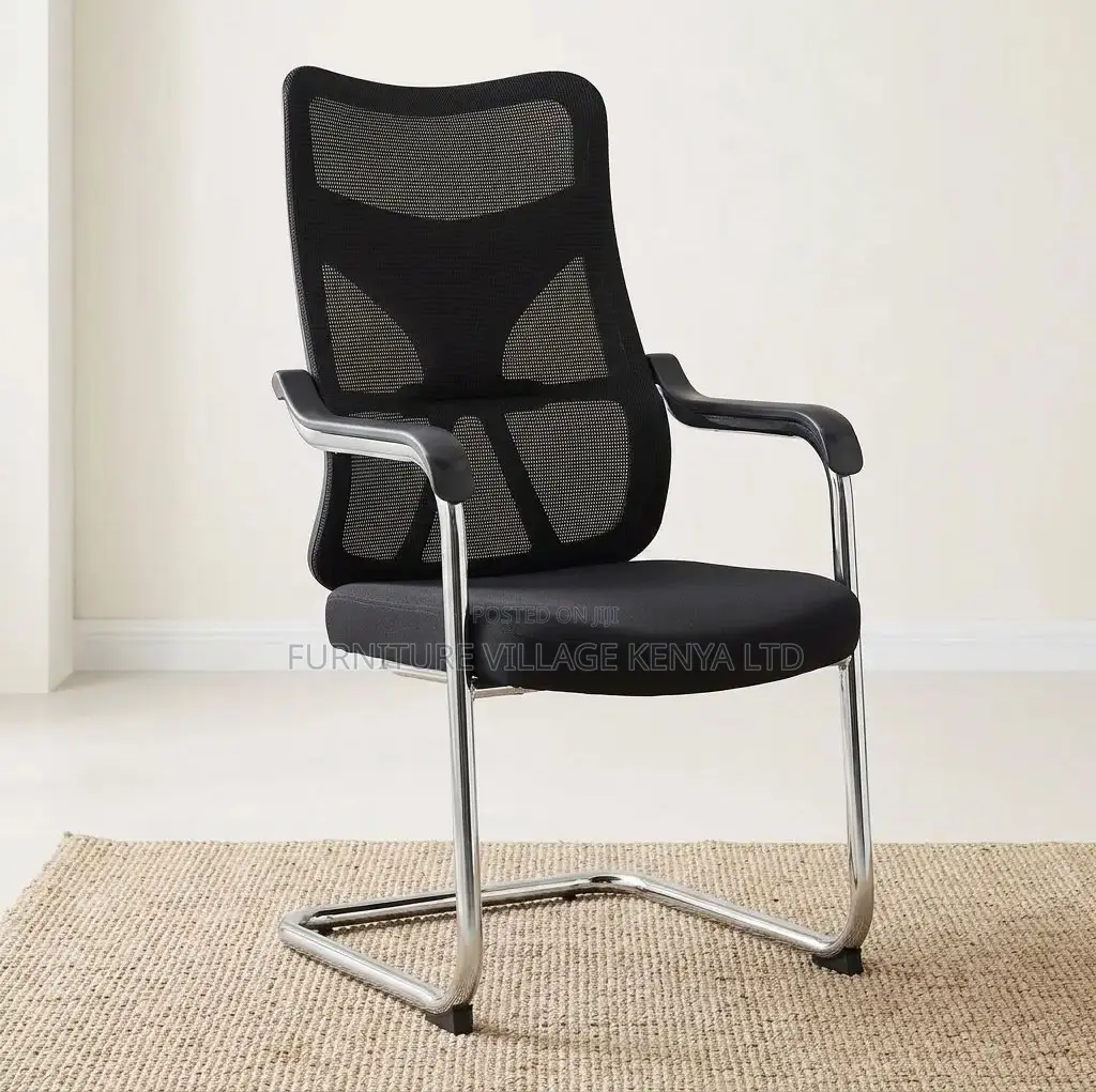 Office Chair; Black Mesh Mid Back Sturdy Office Boardroom Chair