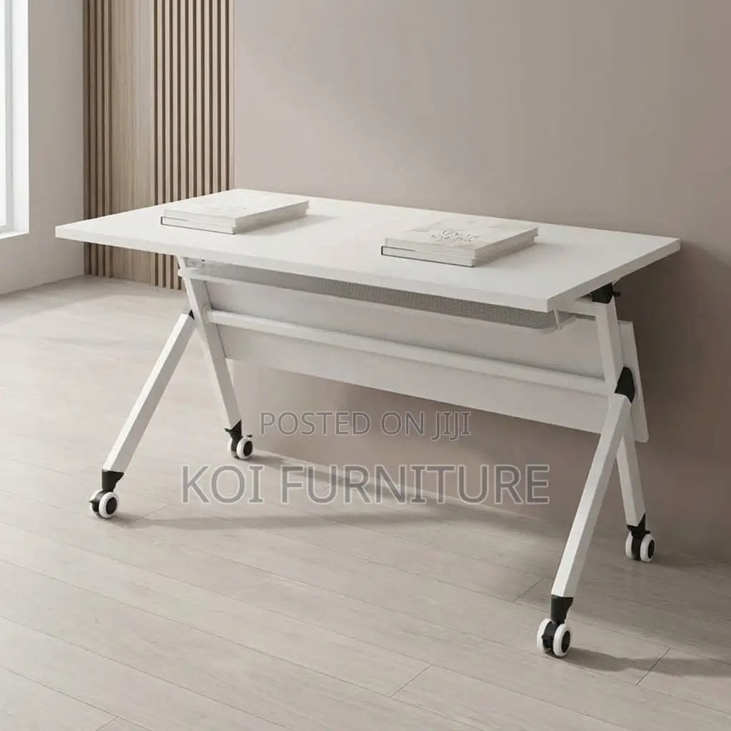 Office Desk; 1.2 Meter White Training Foldable Meeting Table