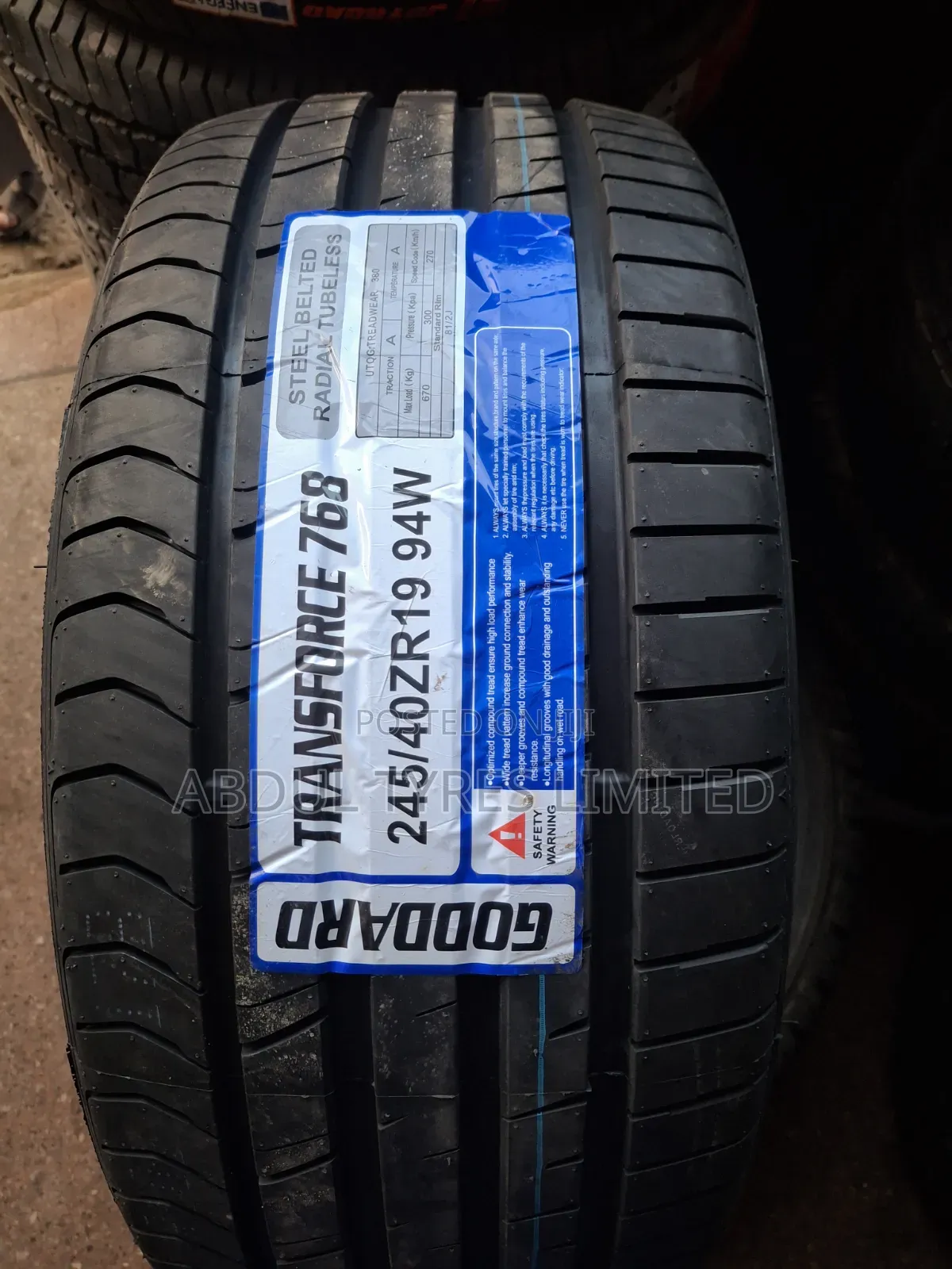 245/40zr19 Goddard Transforce Tire