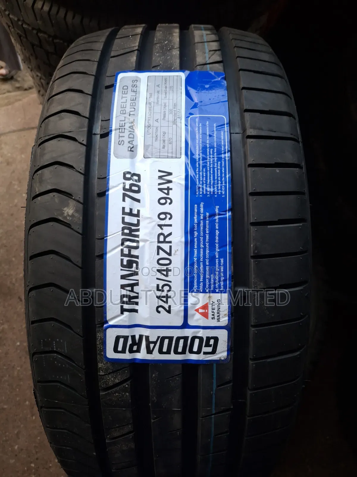 245/40zr19 Goddard Transforce Tire