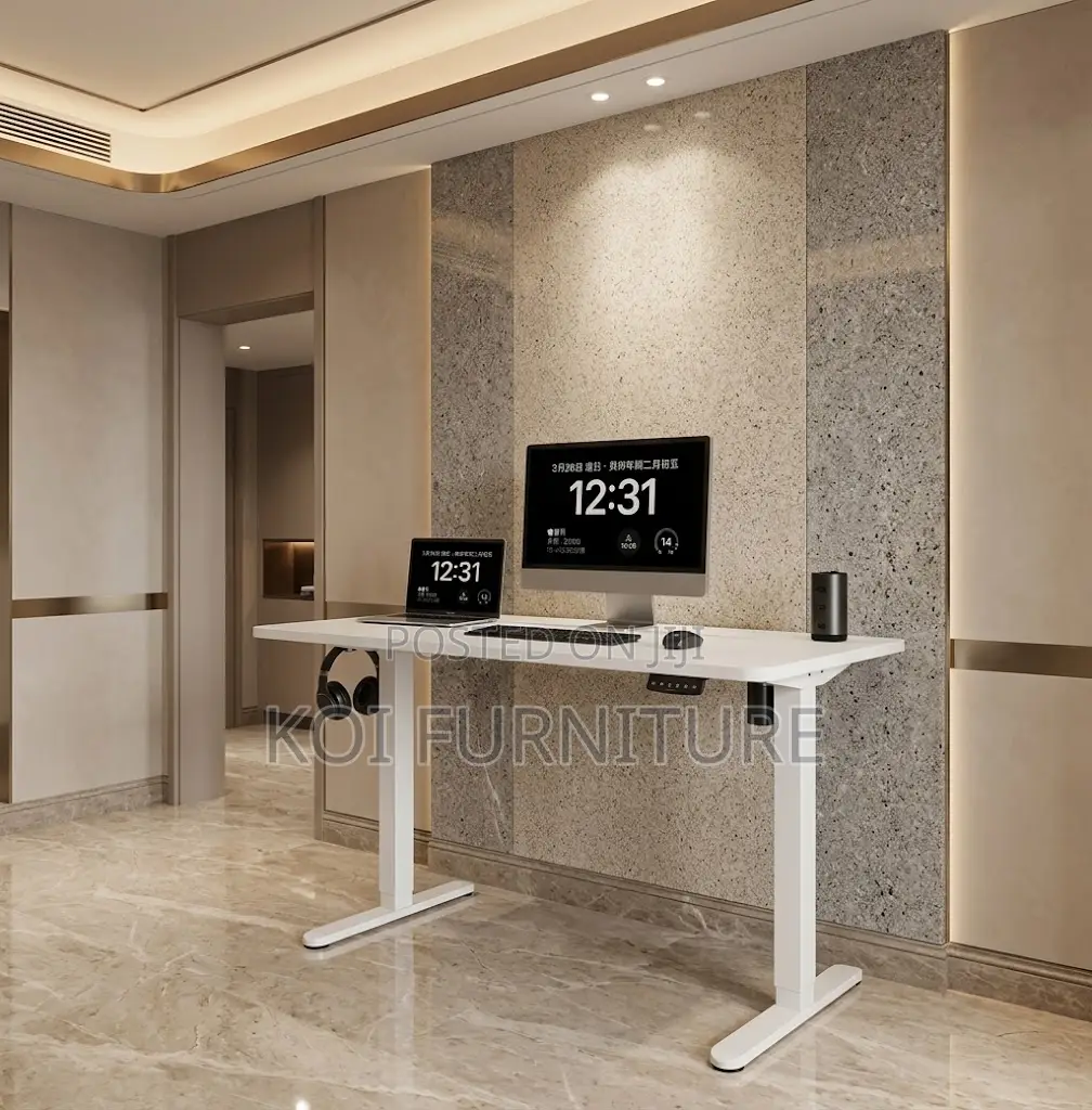 Office Desk; Adjustable 1200MM Ergonomic White Computer Desk
