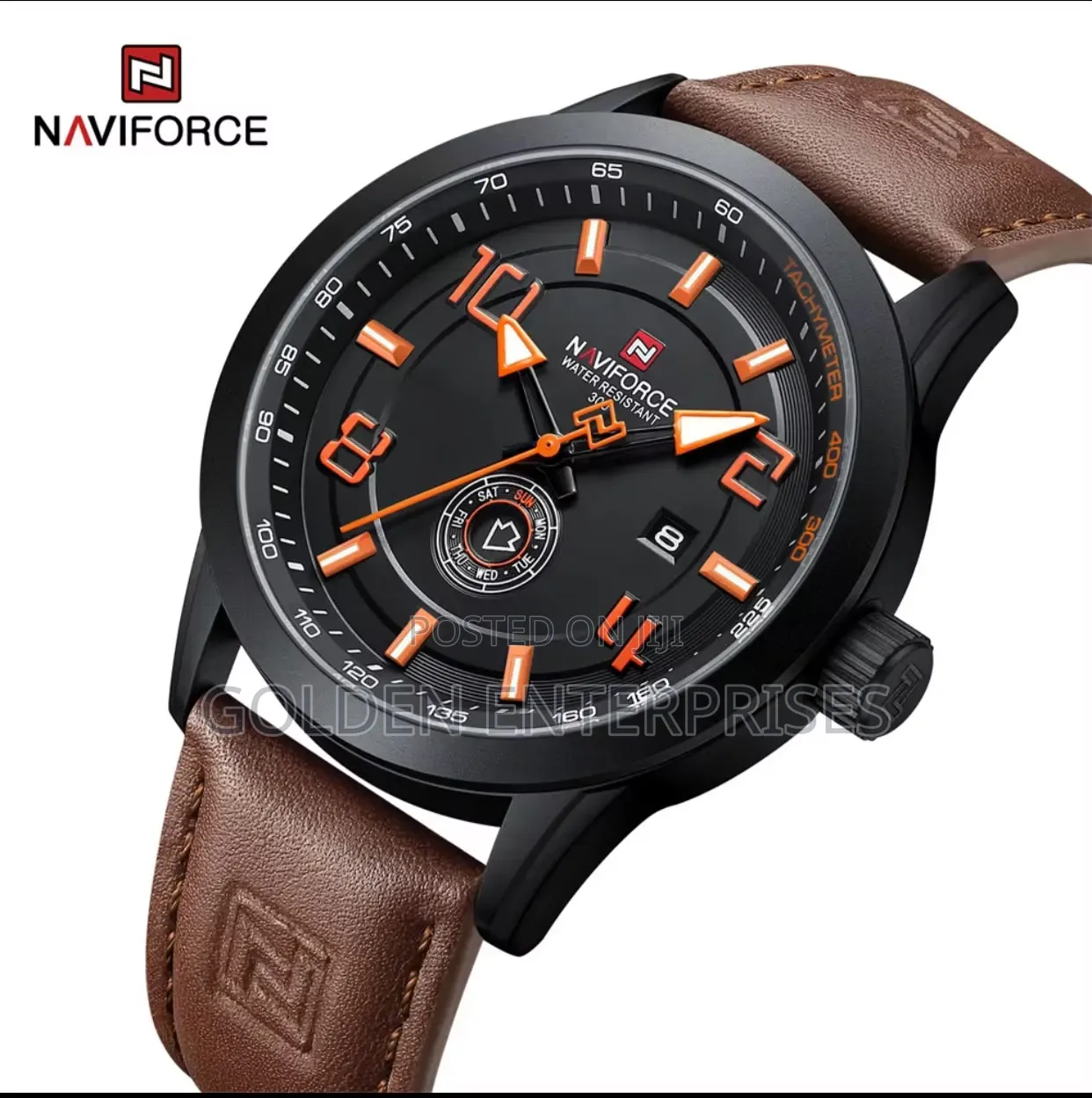 Casual Leather Band Quartz Sport Clock With Luminous Hands
