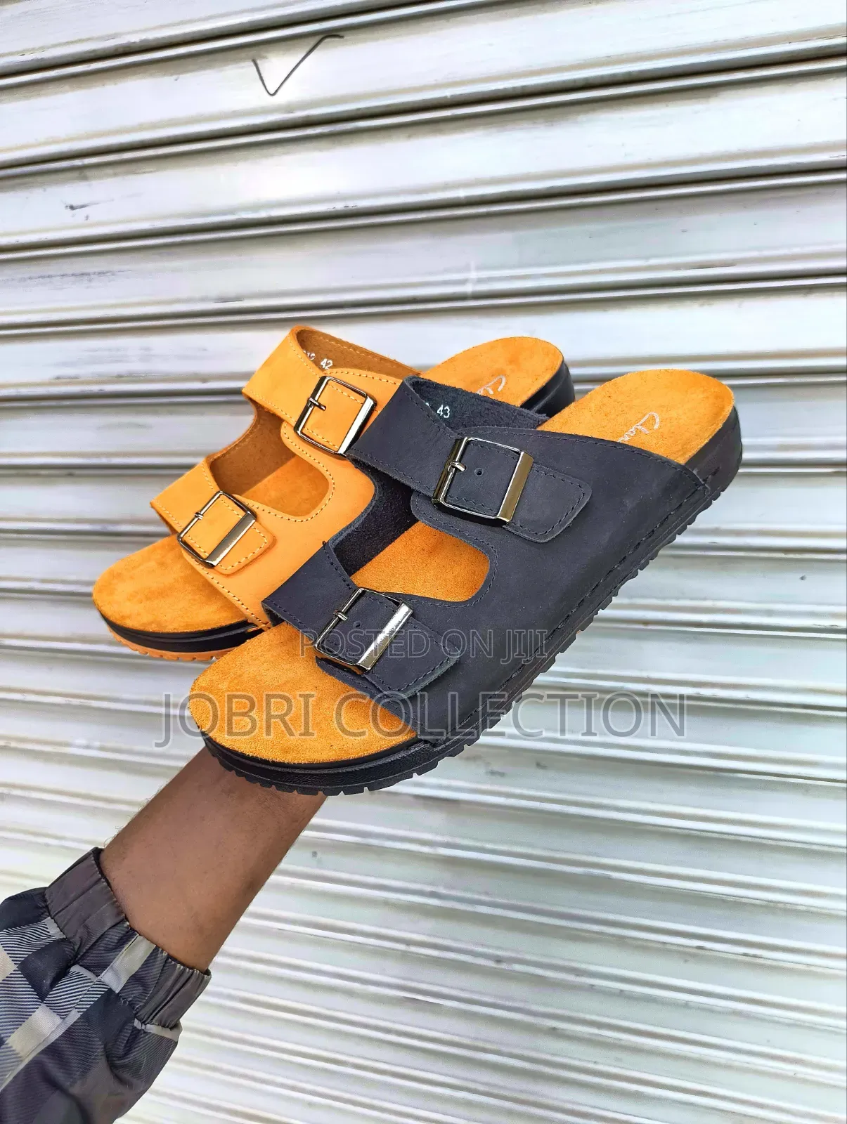 Black Orange Clarks Leather Open Sandals