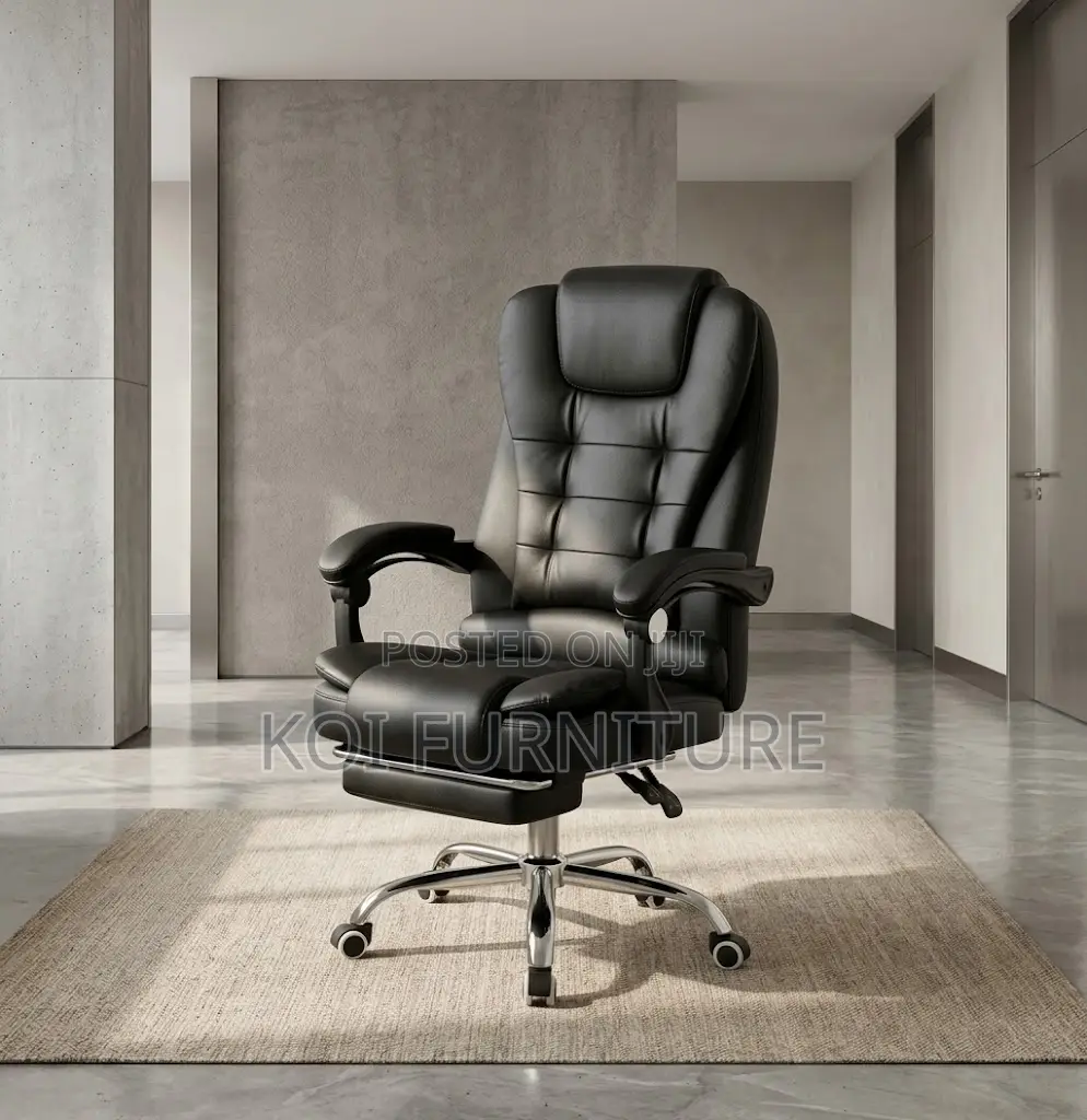 Office Chairs; Executive Leather Office Seat With Foldable Footrest