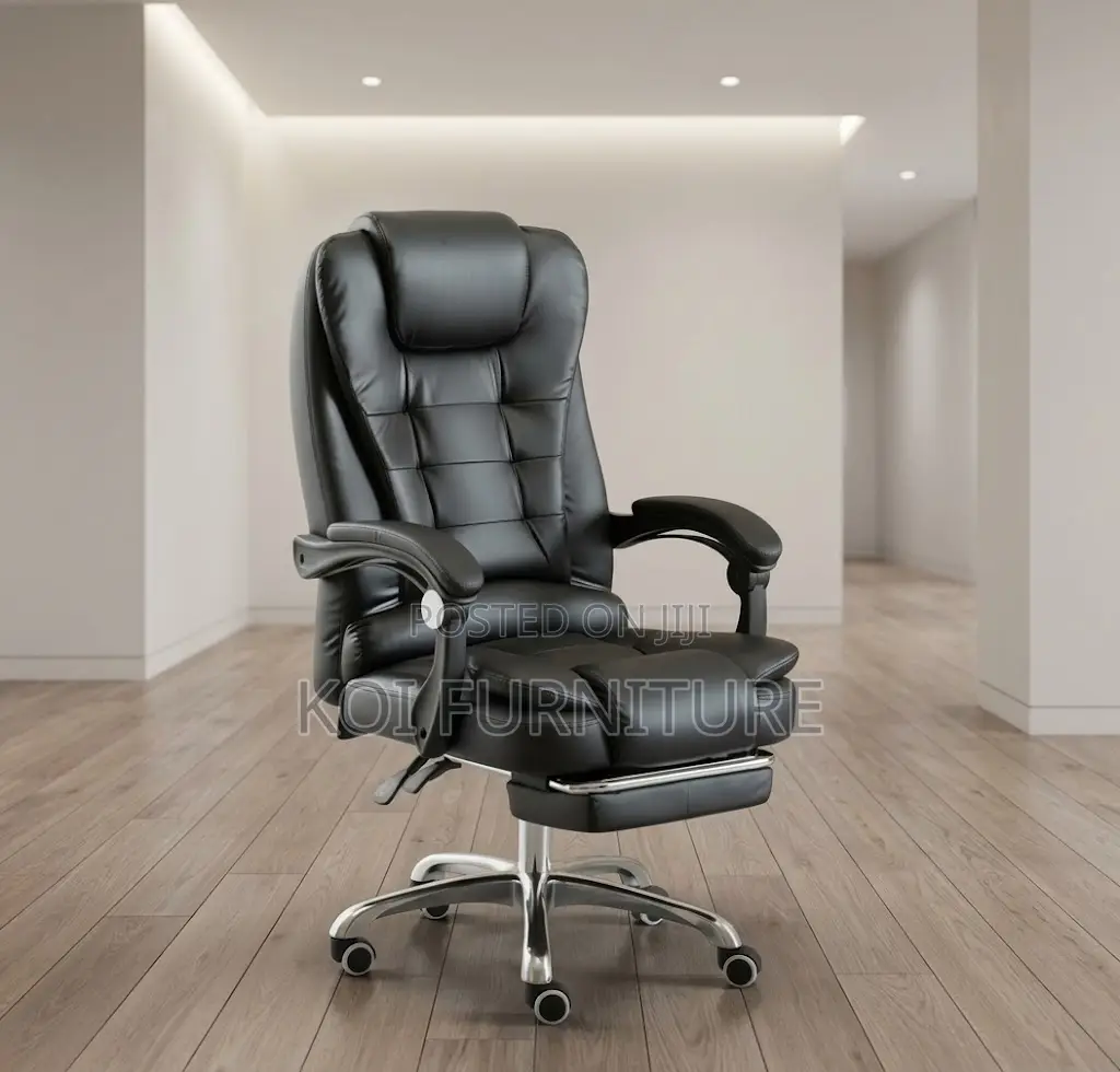 Office Chairs; Executive Leather Office Seat With Foldable Footrest