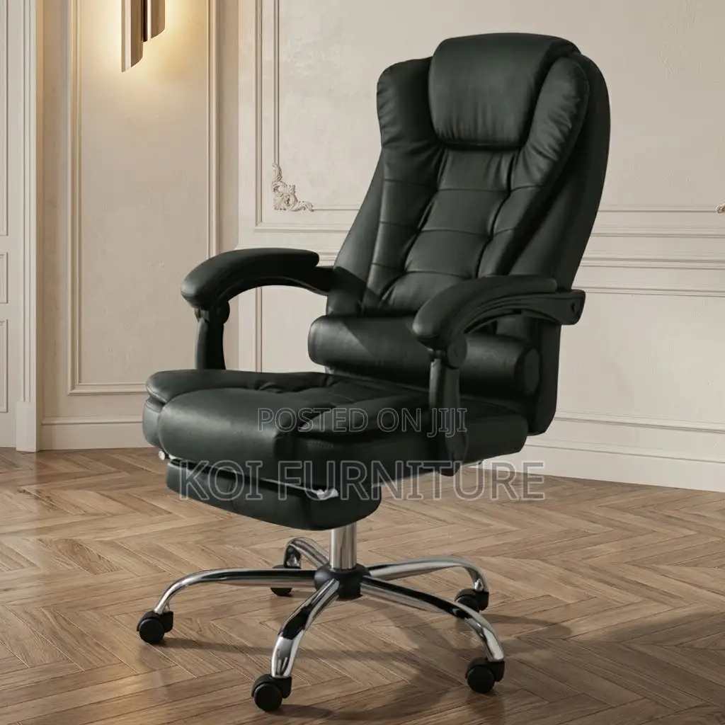 Office Chairs; Executive Leather Office Seat With Foldable Footrest