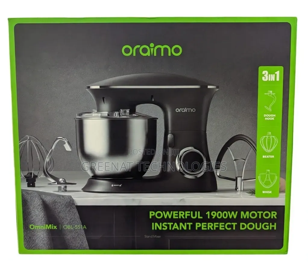 Oraimo OminiMix 3 in 1 Stand Mixer 1900W Powerful Motor Dough 6 Speeds