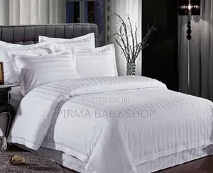 T C White Striped Duvet Cover