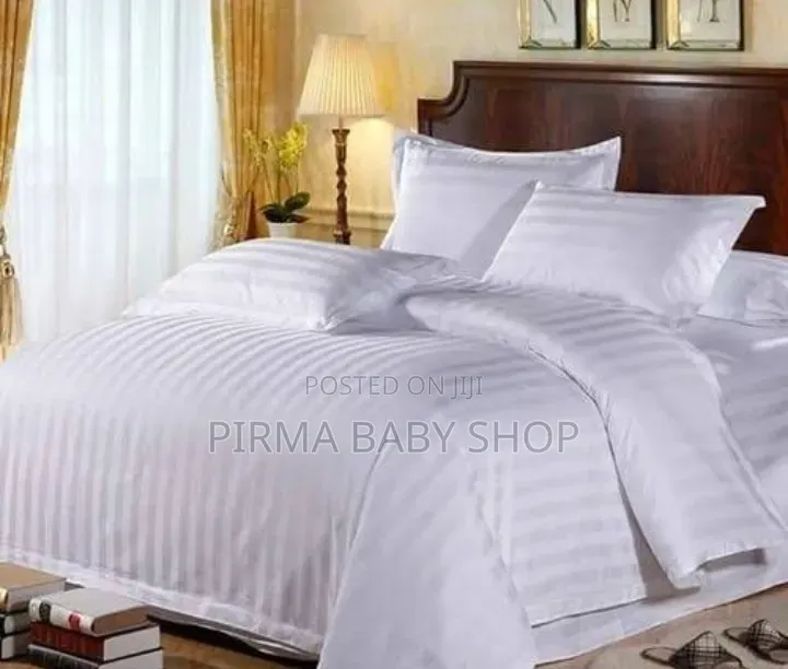 T C White Striped Duvet Cover