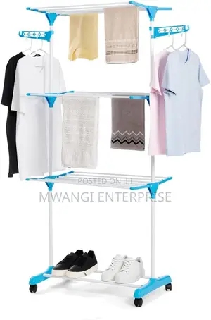 Portable Movable Cloth Drying Rack - Blue