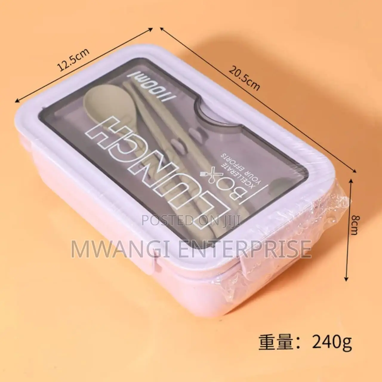 1100ml Compartment Lunch Box - Cream Blue Pink