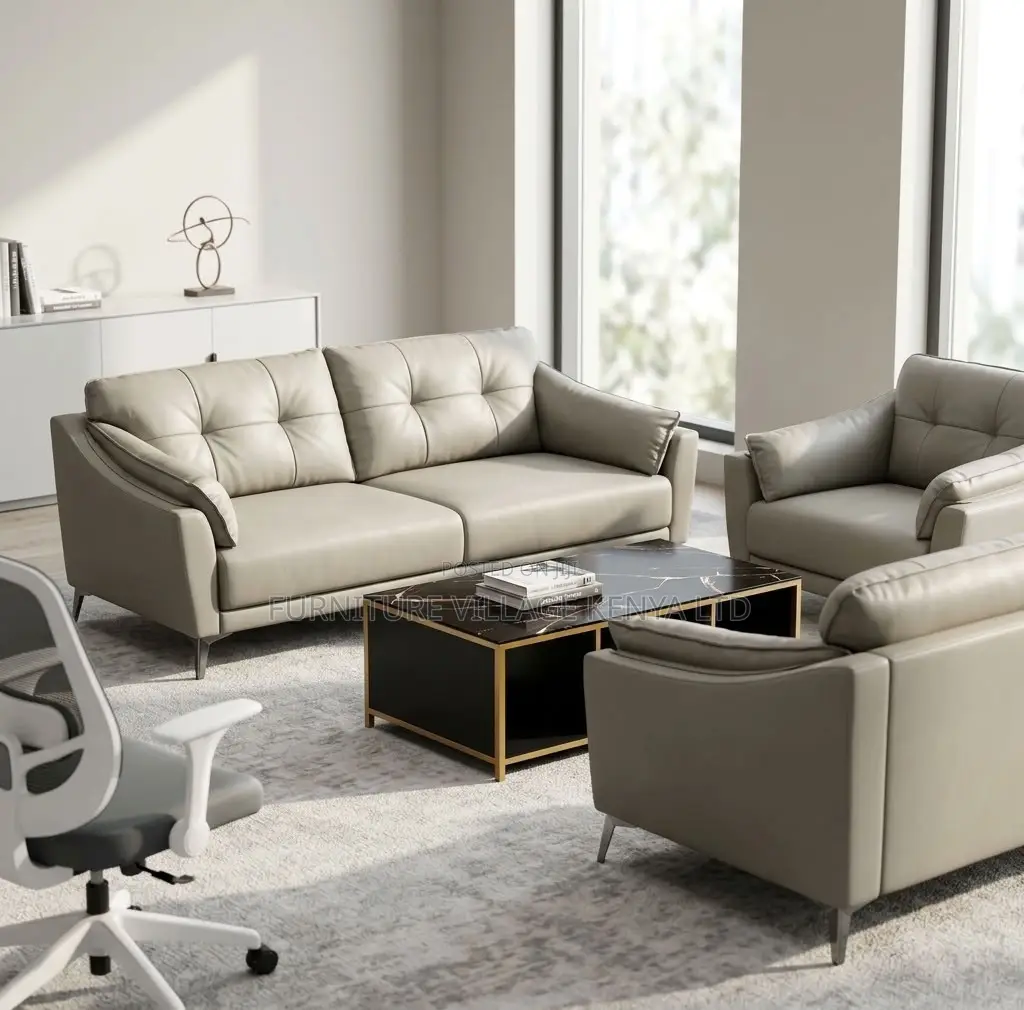 Office Sofa; 5 Seater Modern Leather Office Reception Sofas