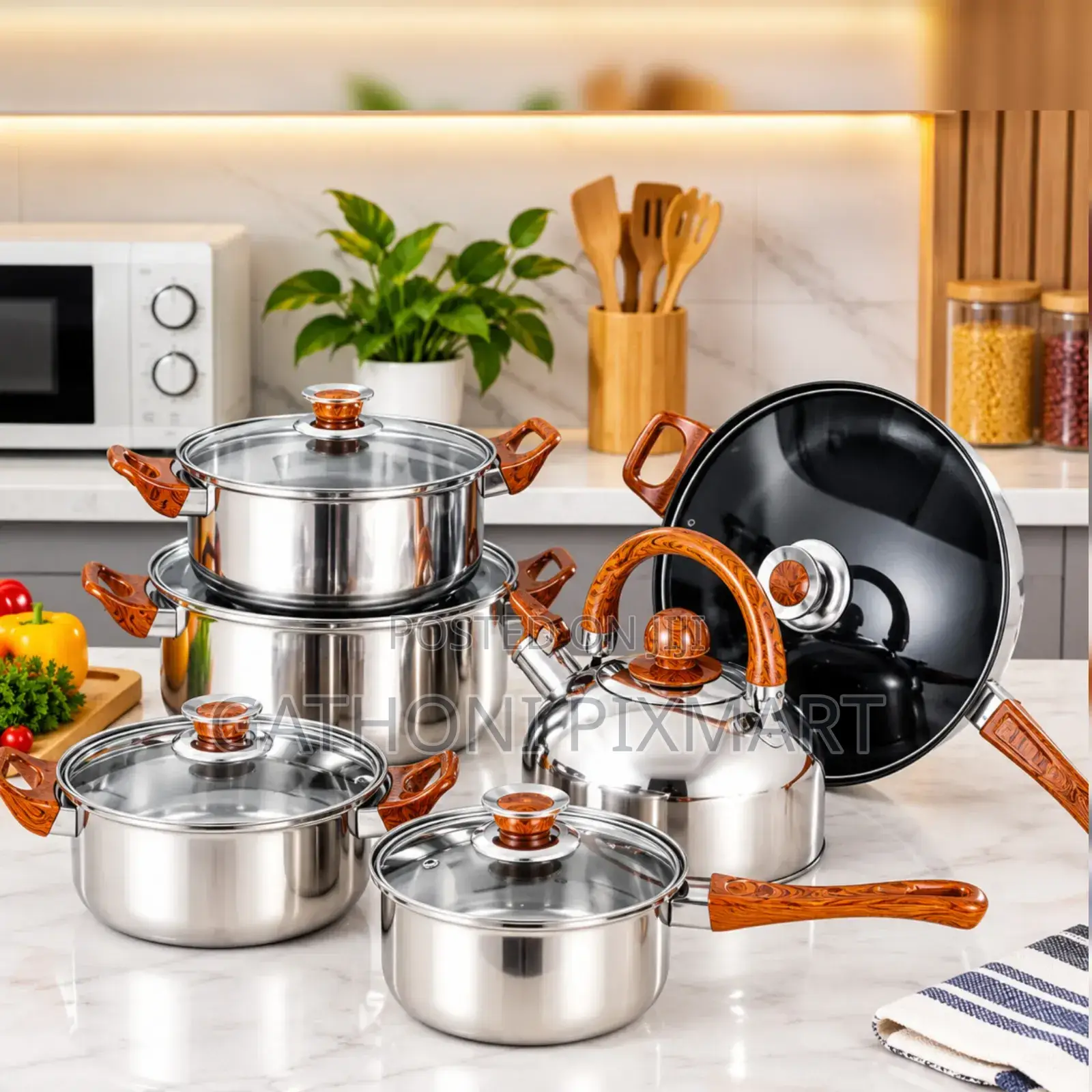 12-Piece Stainless Steel Cookware Set With Kettle