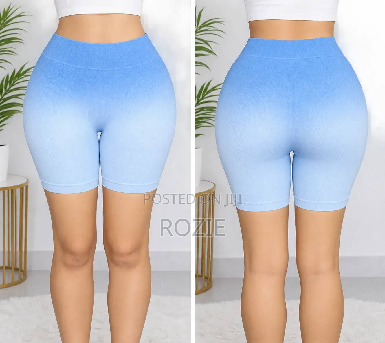 Women's Blue High Waist Biker Shorts for Gym & Casual Wear