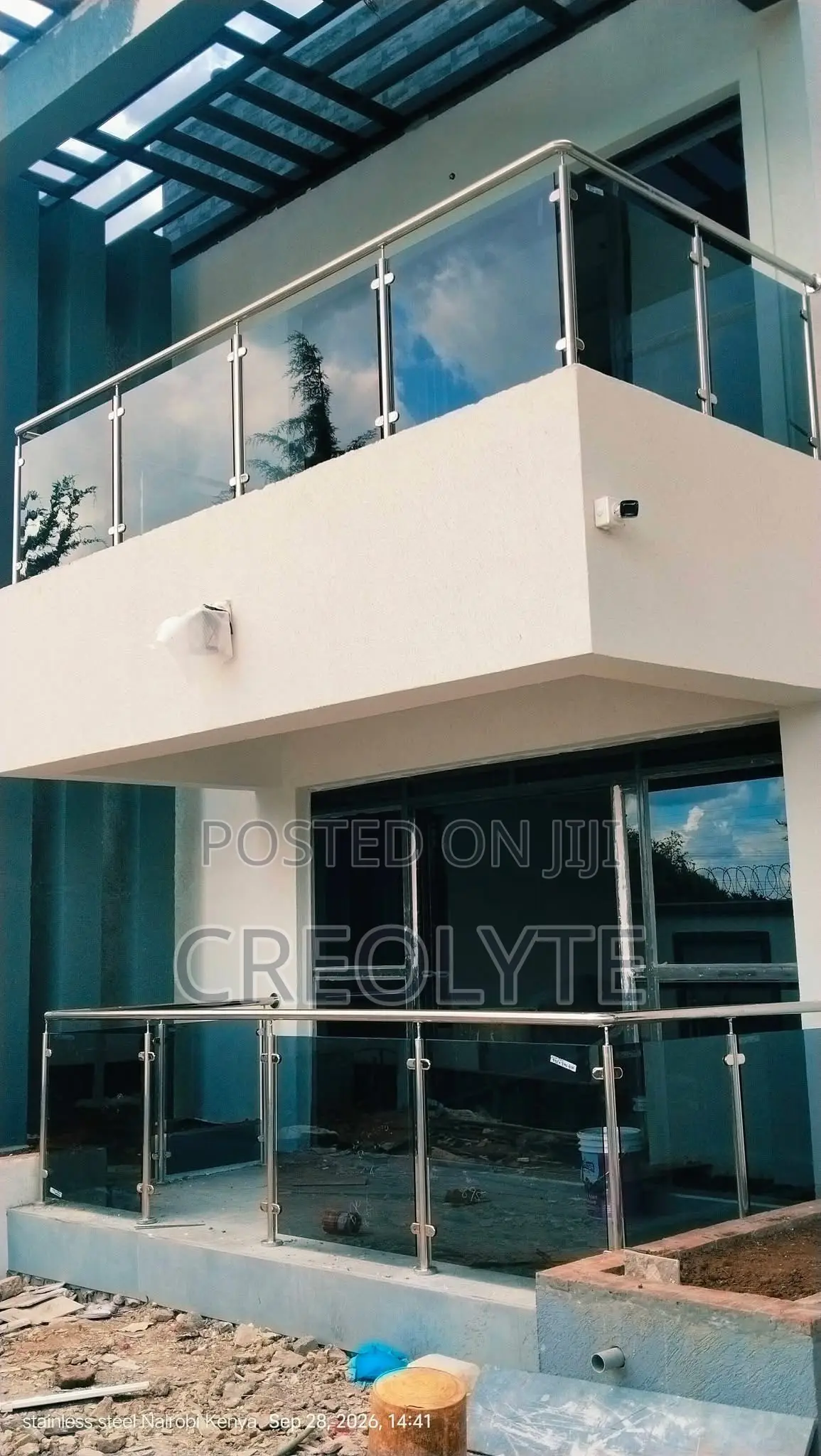 Stainless Steel & Tinted Glass Balcony Railing | Custom Balustrade |