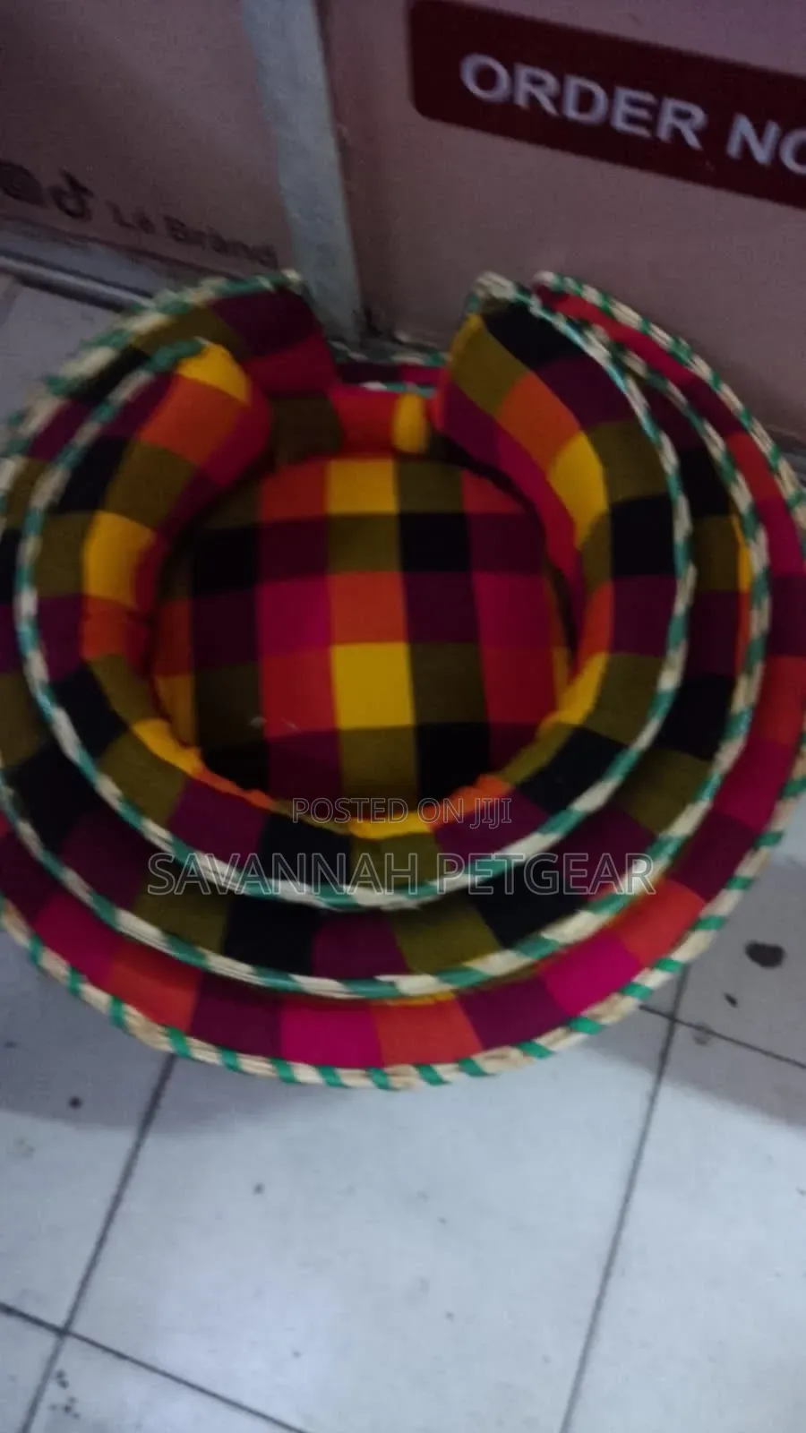 Handwoven Maasai-Style Pet Bed (Woven Straw Basket Cats & Small Dogs