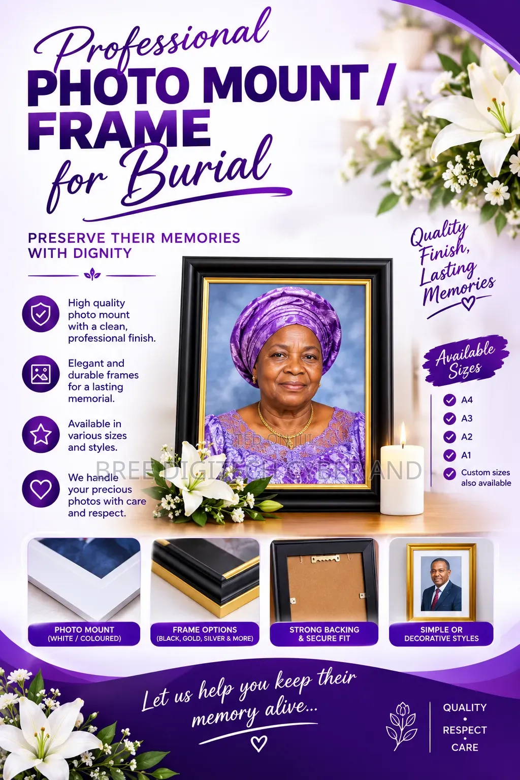 Memorial Photo Mounting & Framing