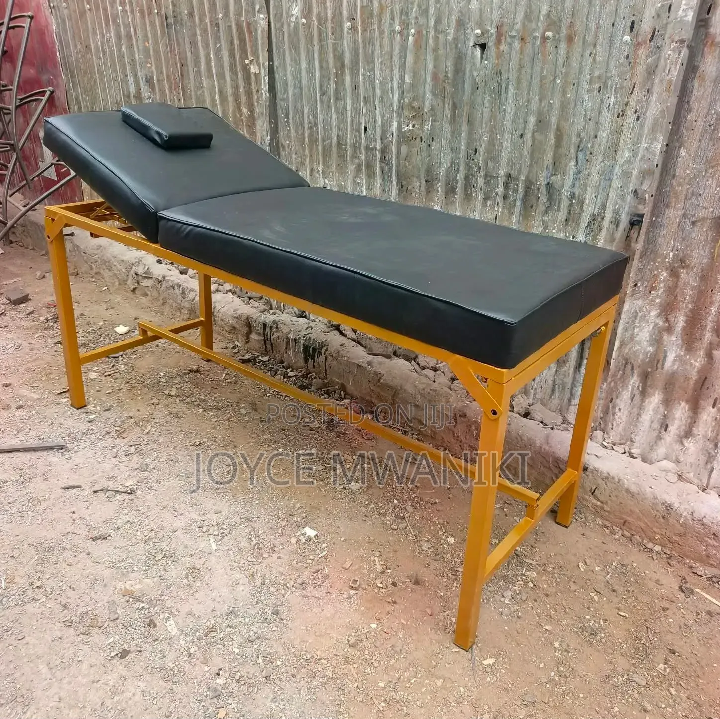 Foldable Massage Bed, Black and Gold