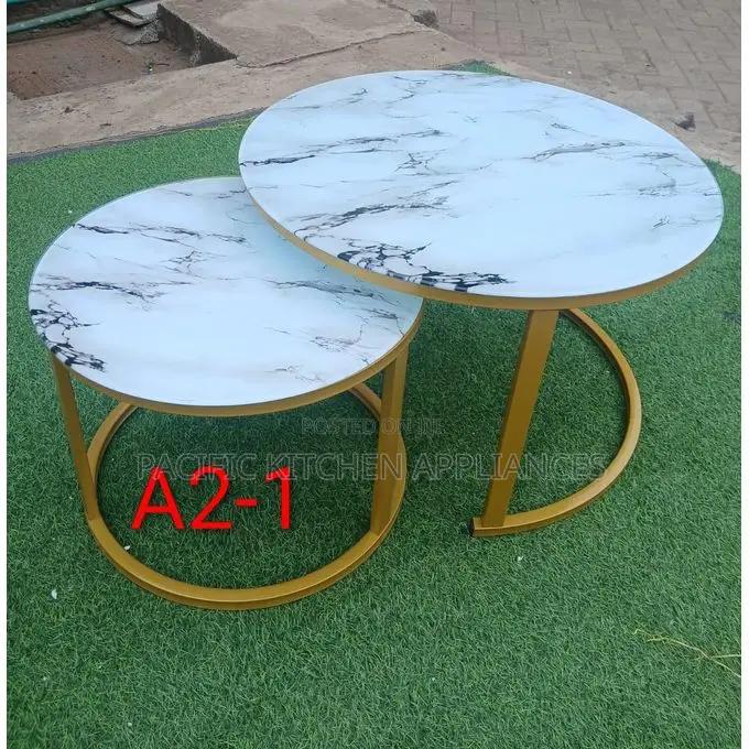 2 in 1 Marble Nesting Coffee Table (Glass Effect)