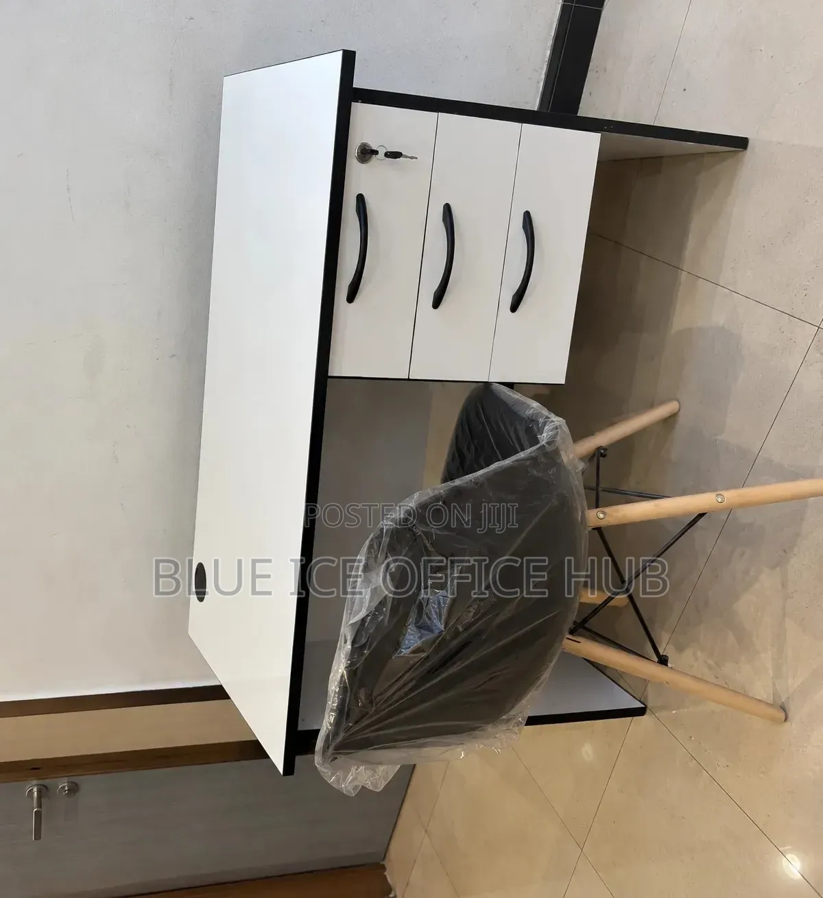 White Office Desk With 3 Drawers and Chair – Computer Table