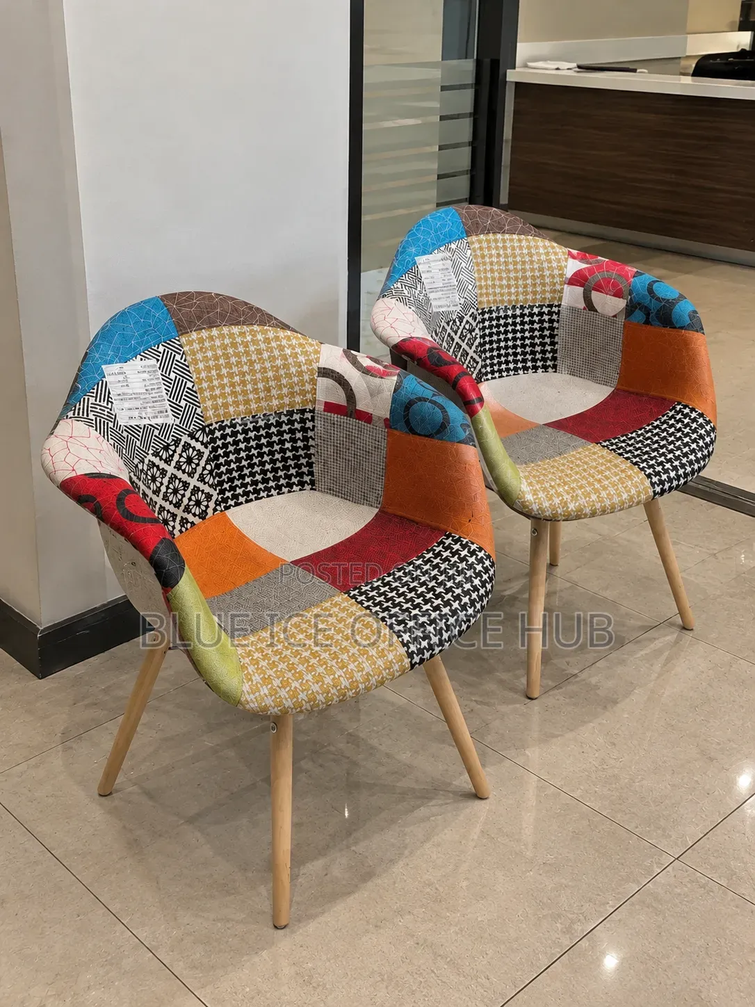 Colourful Patchwork Eames Chair With Wooden Legs – Dining Chair