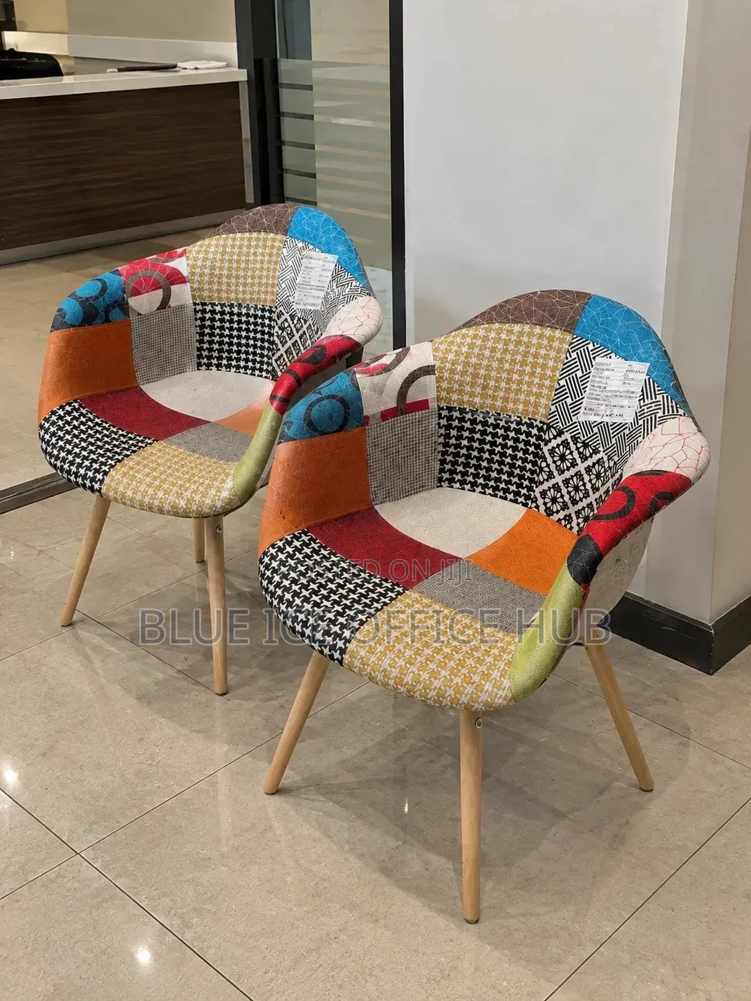 Colourful Patchwork Eames Chair With Wooden Legs – Dining Chair