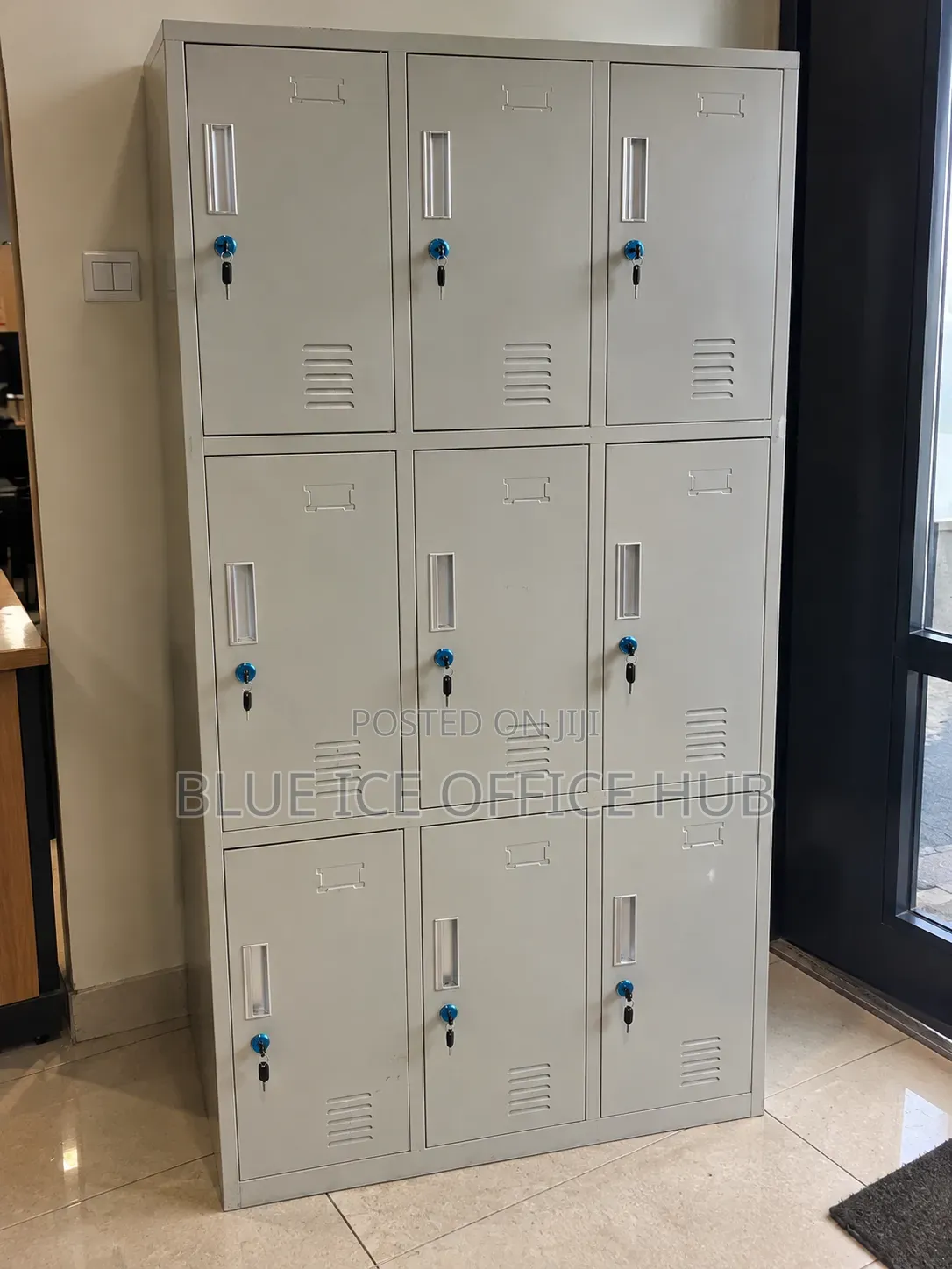 9 Door Metallic Locker Cabinet – Steel Staff Storage Lockers