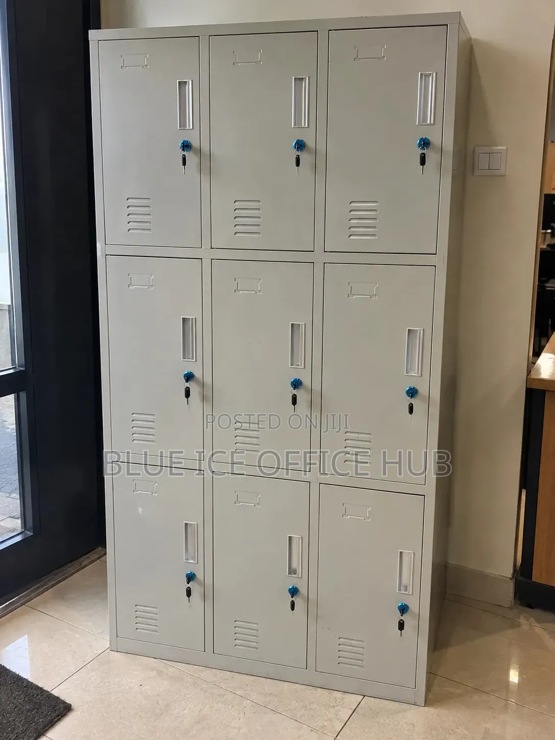 9 Door Metallic Locker Cabinet – Steel Staff Storage Lockers