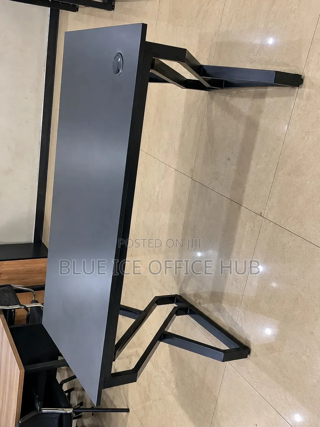 Black Office Desk With Metal Frame – Modern Computer Table