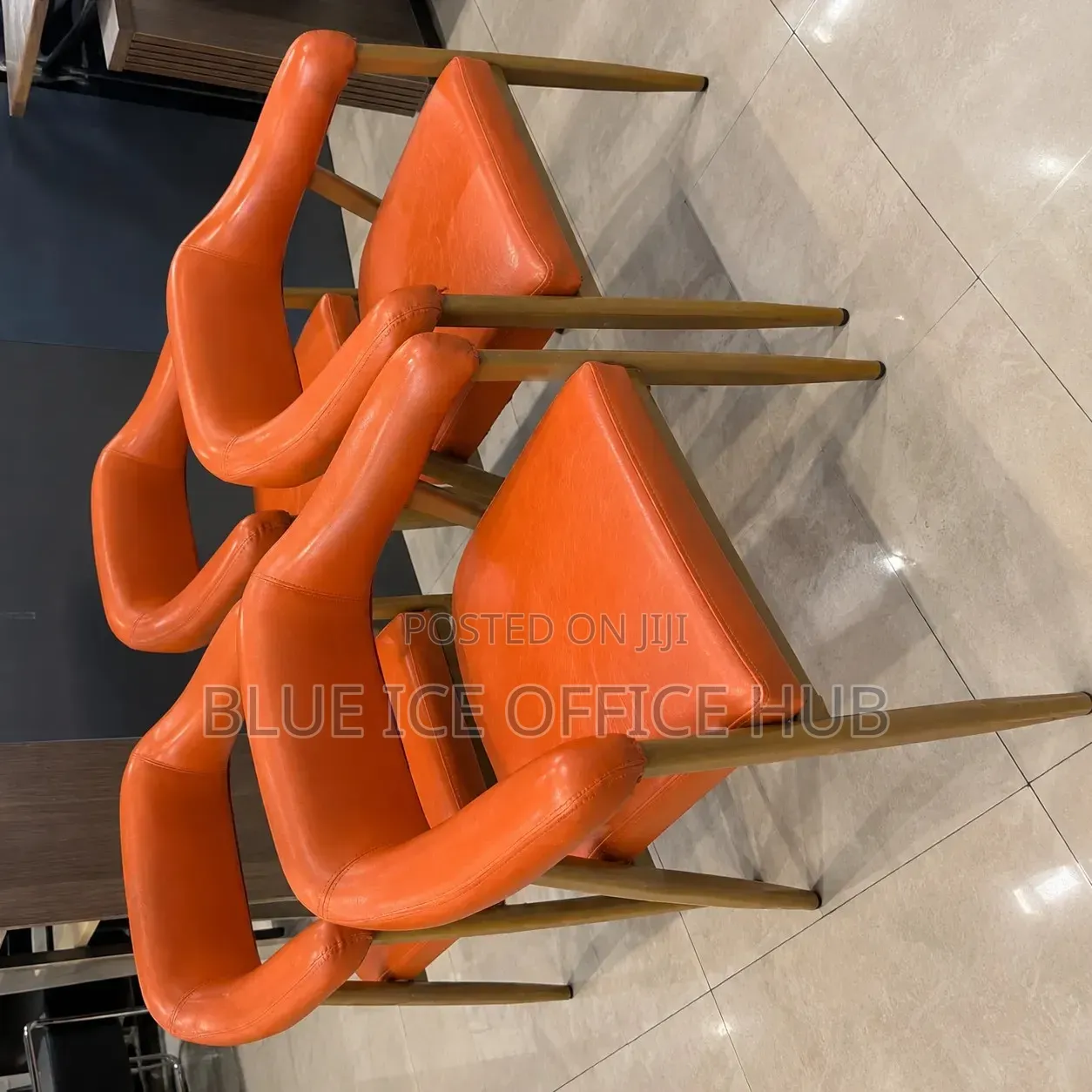 Orange Dining Chairs Set of 4 – Leather Upholstered Armchairs