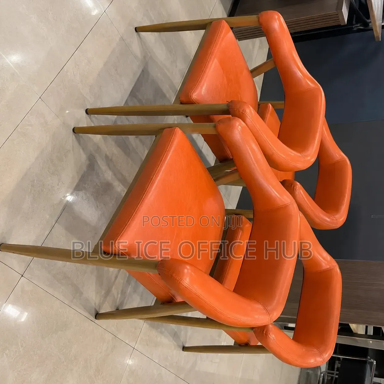Orange Dining Chairs Set of 4 – Leather Upholstered Armchairs