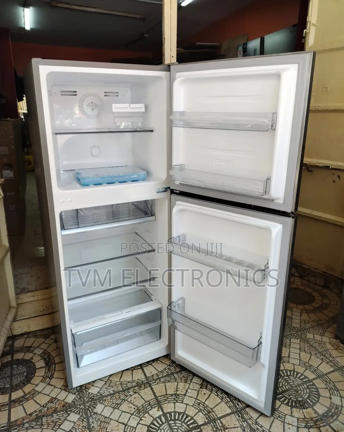 Mika Fridge, 2 Door Top Mount Freezer No Frost, 197L, Inox Line Brush
