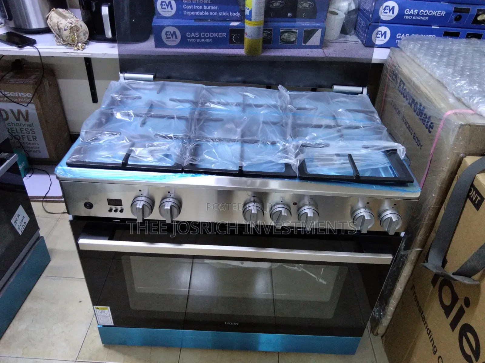 90*60 Haier 5 Burner Cooker With Wok Burner Full Oven Gas Leak Sensor