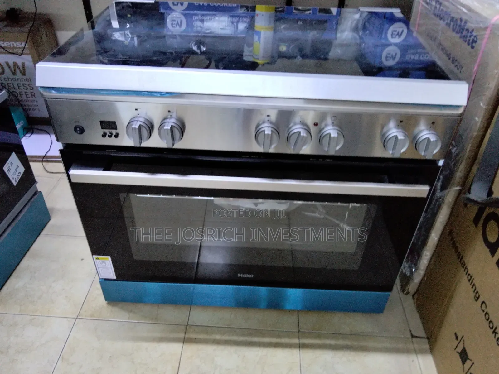 90*60 Haier 5 Burner Cooker With Wok Burner Full Oven Gas Leak Sensor