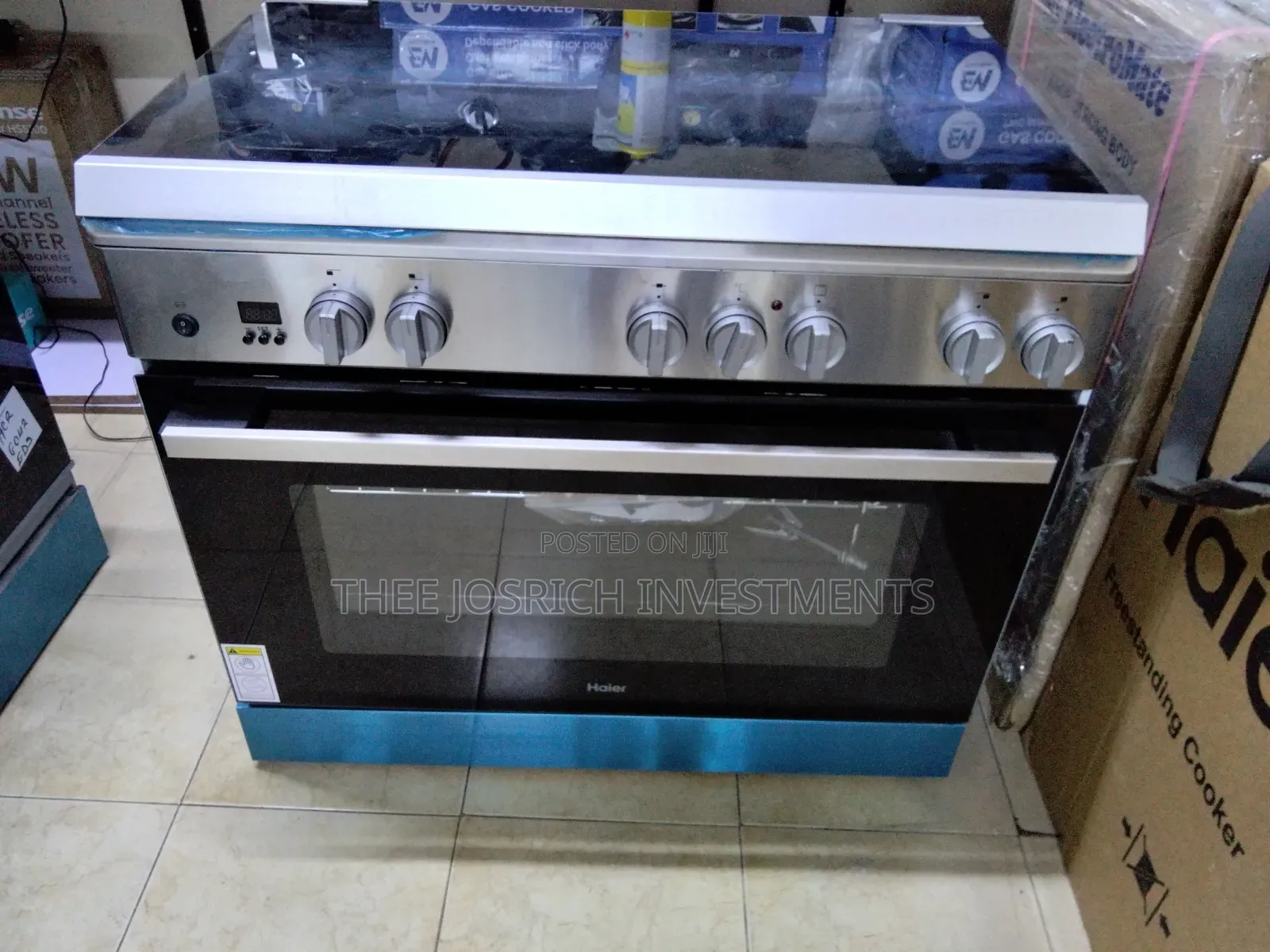 90*60 Haier 5 Burner Cooker With Wok Burner Full Oven Gas Leak Sensor