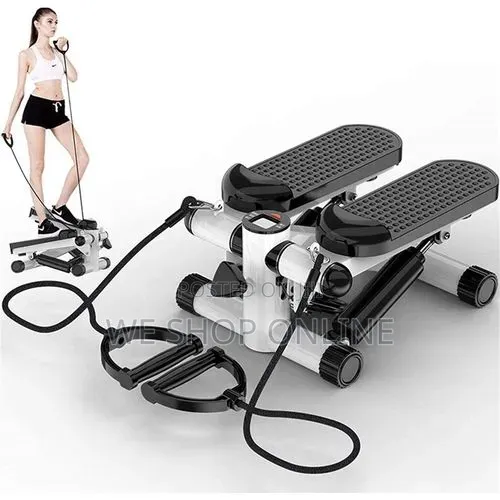 Twist Mini Stepper With Resistance Bands and an LCD Monitor.