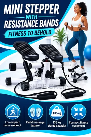 Twist Mini Stepper With Resistance Bands and an LCD Monitor.
